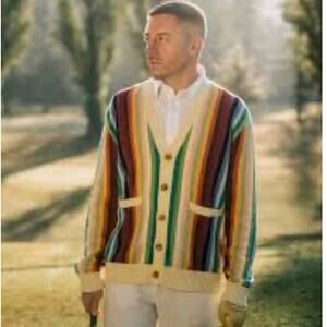 Bogey Boys Striped Cardigan Sweater Golf Preppy Retro Multicolor Men’s Medium
